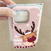 Cute Christmas Elk Print Laser Phone Case For iPhone Air 17 16 15 14 13 12 Pro Max 16 15 Plus 13 17 Pro 11 Shockproof Hard Cover