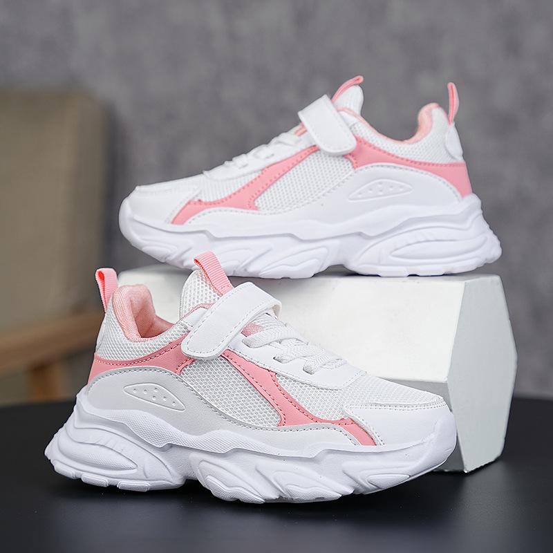 Kids' Spring Sports Shoes: Non-Slip Soft Sole Running Sneakers, White Leather, Casual Fashion for Boys & Girls