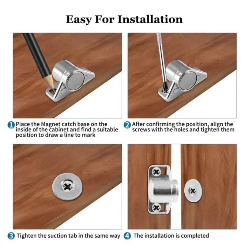 12-1Sets Magnet Cabinet Door Catch Powerful Alloy Cupboard Wardrobe Drawer Magnetic Latches Closer Door Stops Furniture Hardware