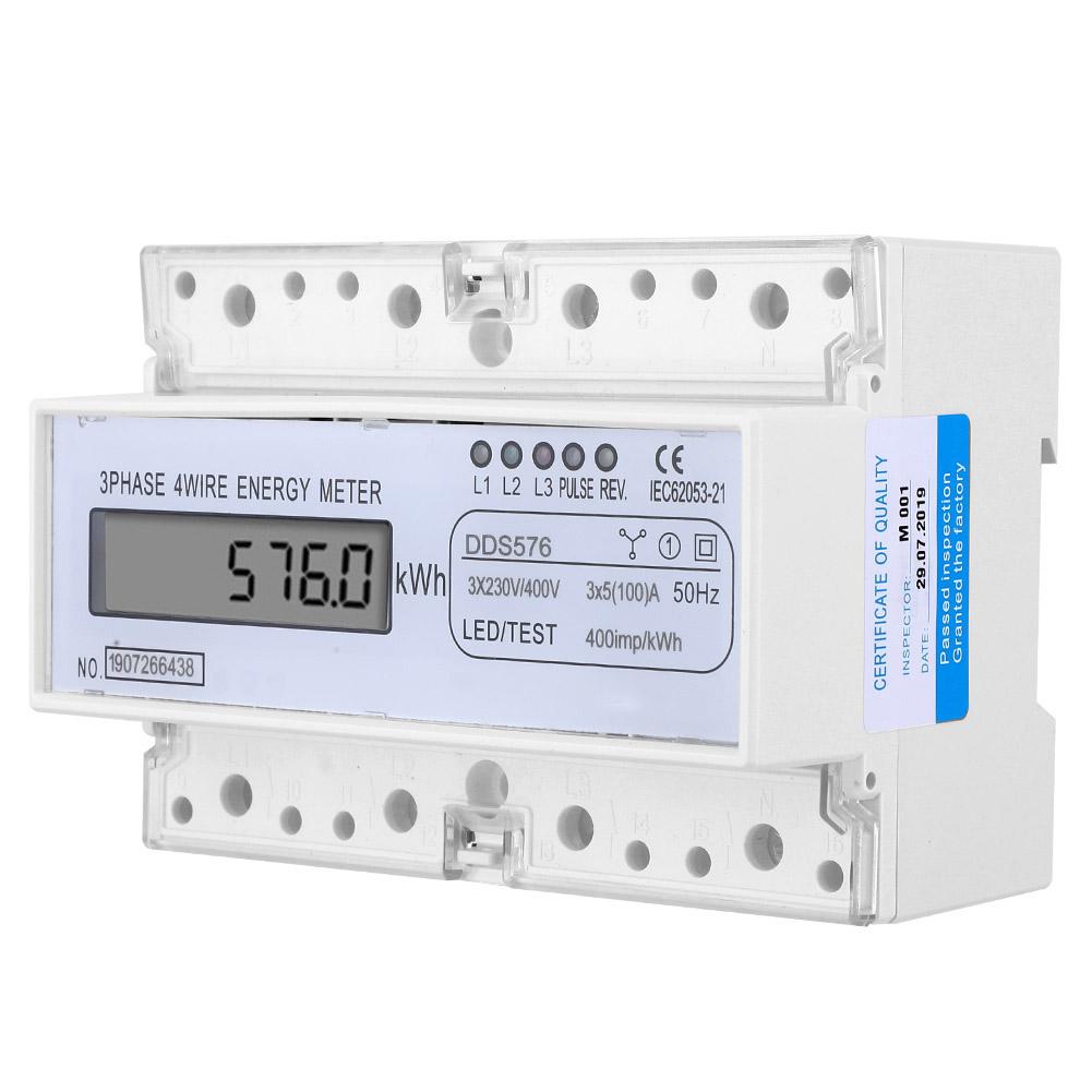 DDS576 Watt Hour Meter LCD Display 3 Phase 4 Wire 7P 380V Electric Energy Power Meter Less Than Br More Than