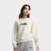 FILA HERITAGE Panda Embroidery Trendy Casual Versatile Crew Neck Pullover Sweatshirt Women Vapor White F51W538201FIV