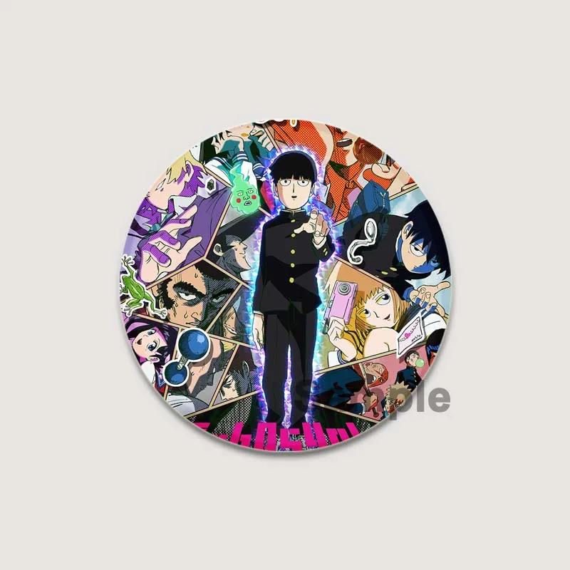 32/44/58mm Japanese Anime Mob Psycho 100 Badges On Backpack Accessories Lapel Pins Cartoon Brooches for Clothes Bag Decor Fans Gifts