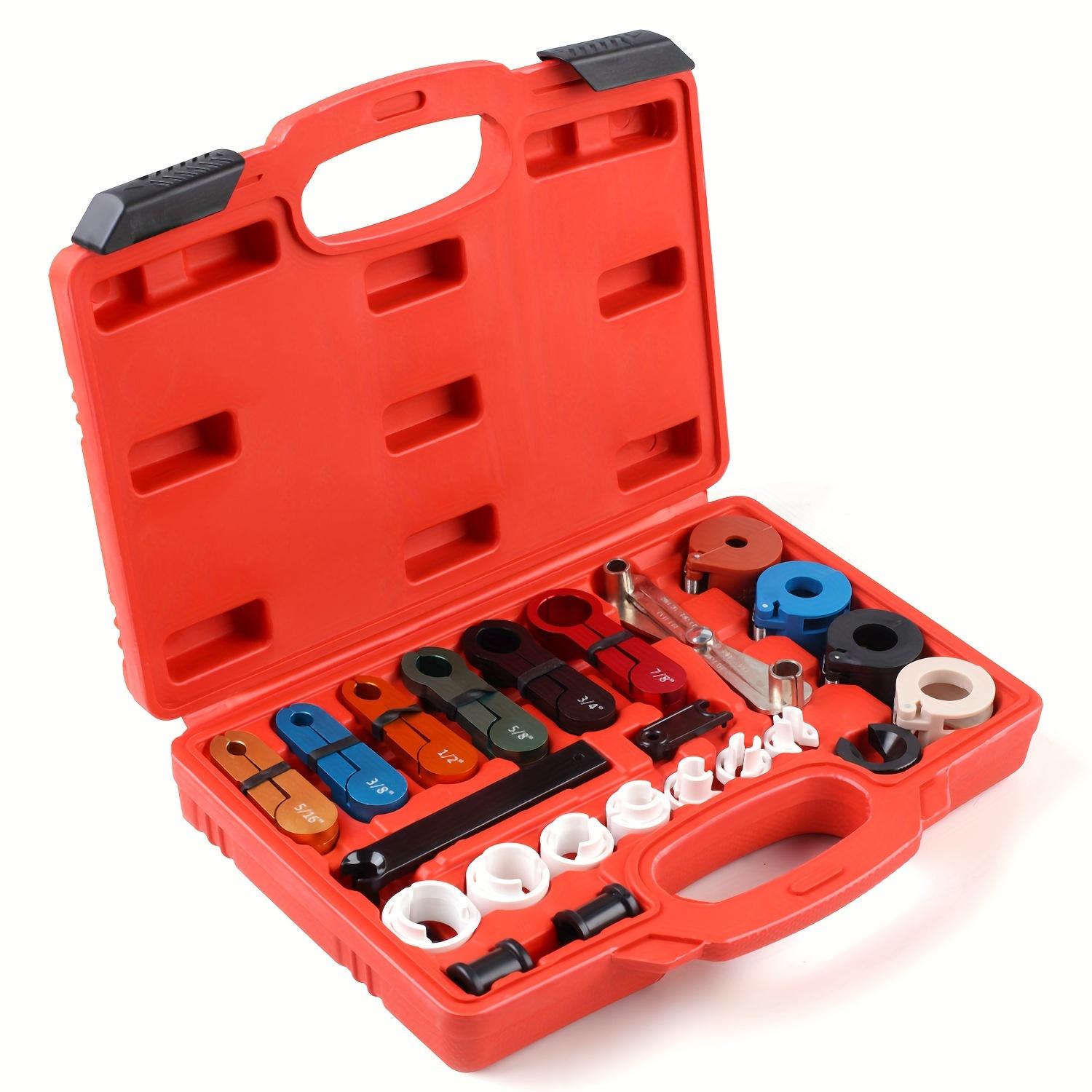 

25pcs Quick Disconnect Tool Set - Color-Coded, Durable Automotive Line Disconnect Kit for A/C, Fuel & Transmission Systems with Storage Case 25 pieces Red