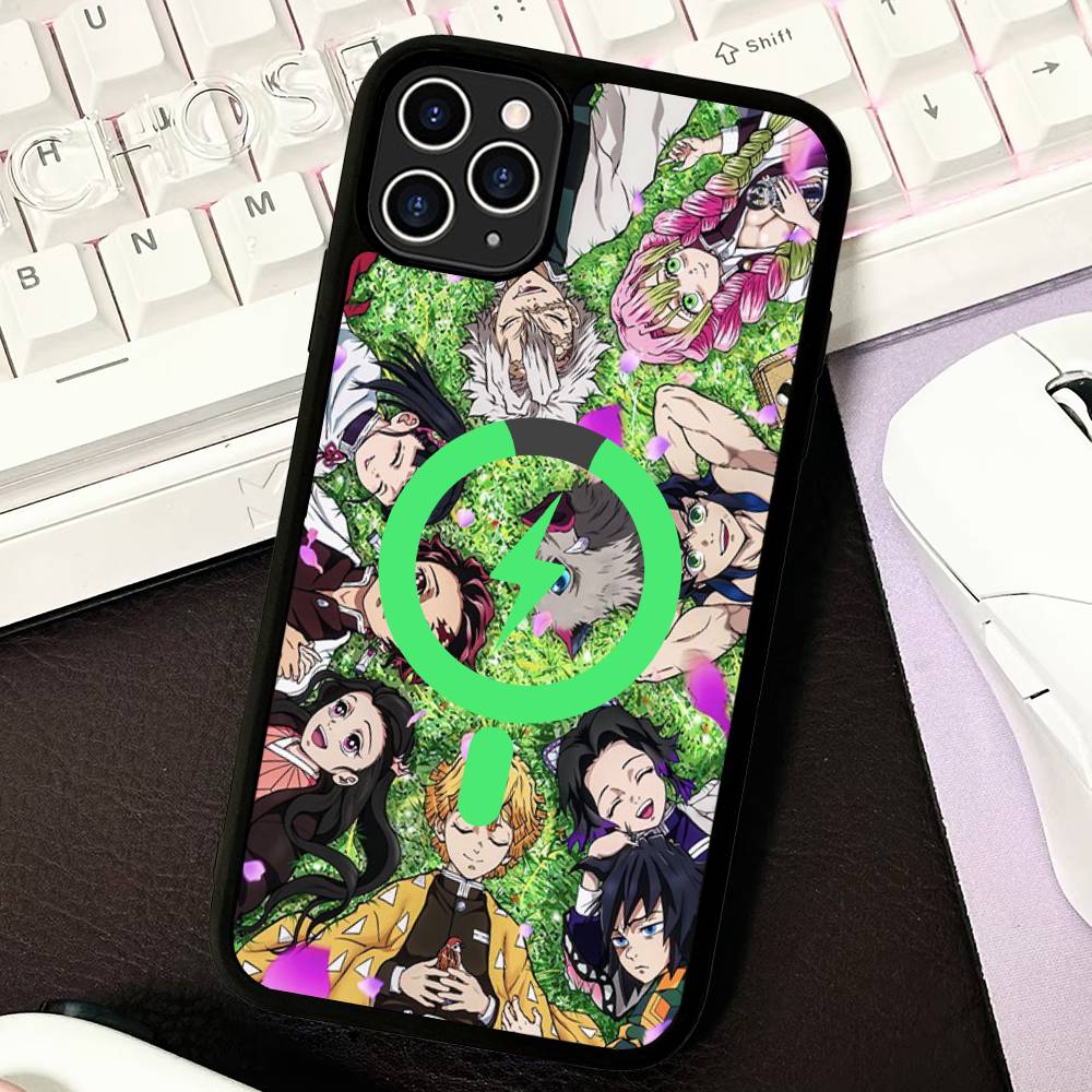 Demon Slayer Cartoon Phone Case Magnetic Case For IPhone 16 14 13 12 11 15 Pro Max Plus For Magsafe Wireless Charge Cover