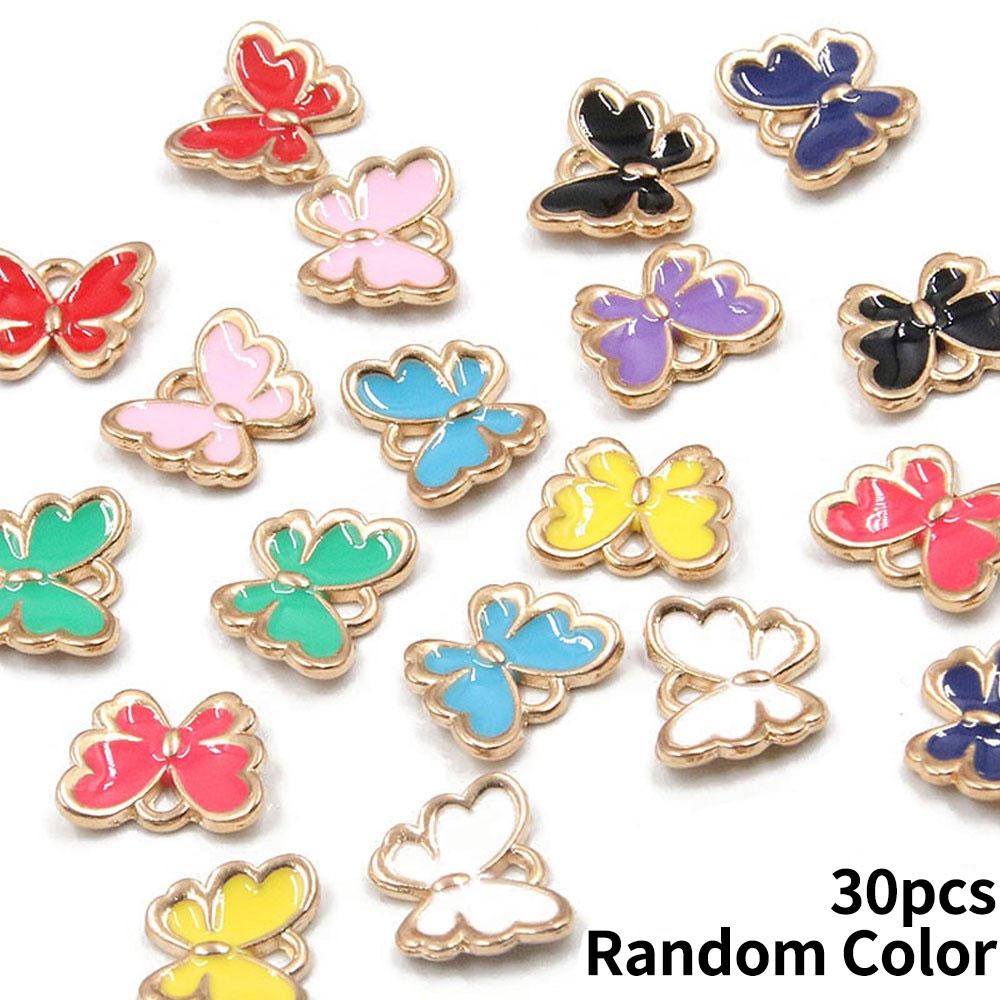 10/20/30pcs Random Colors Alloy Butterfly Charms Gold Plated Enamel Butterfly Pendants for Bracelets Necklaces DIY Making
