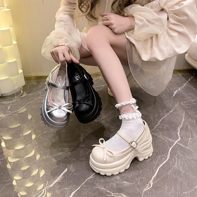 Fashion 8CM 2025 New Autumn Chunky Platform Butterfly-Knot Sneakers Women Punk Thick Bottom Pumps Patchwork Non Slip Walking Casual Shoe