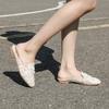 Fashion Aphixta 2025 New Summer Pearl Women Slides Ladies Shoes Flat Heel Cool Fashion Bow Fabrics Footwear Slippers Plus Big Size 43