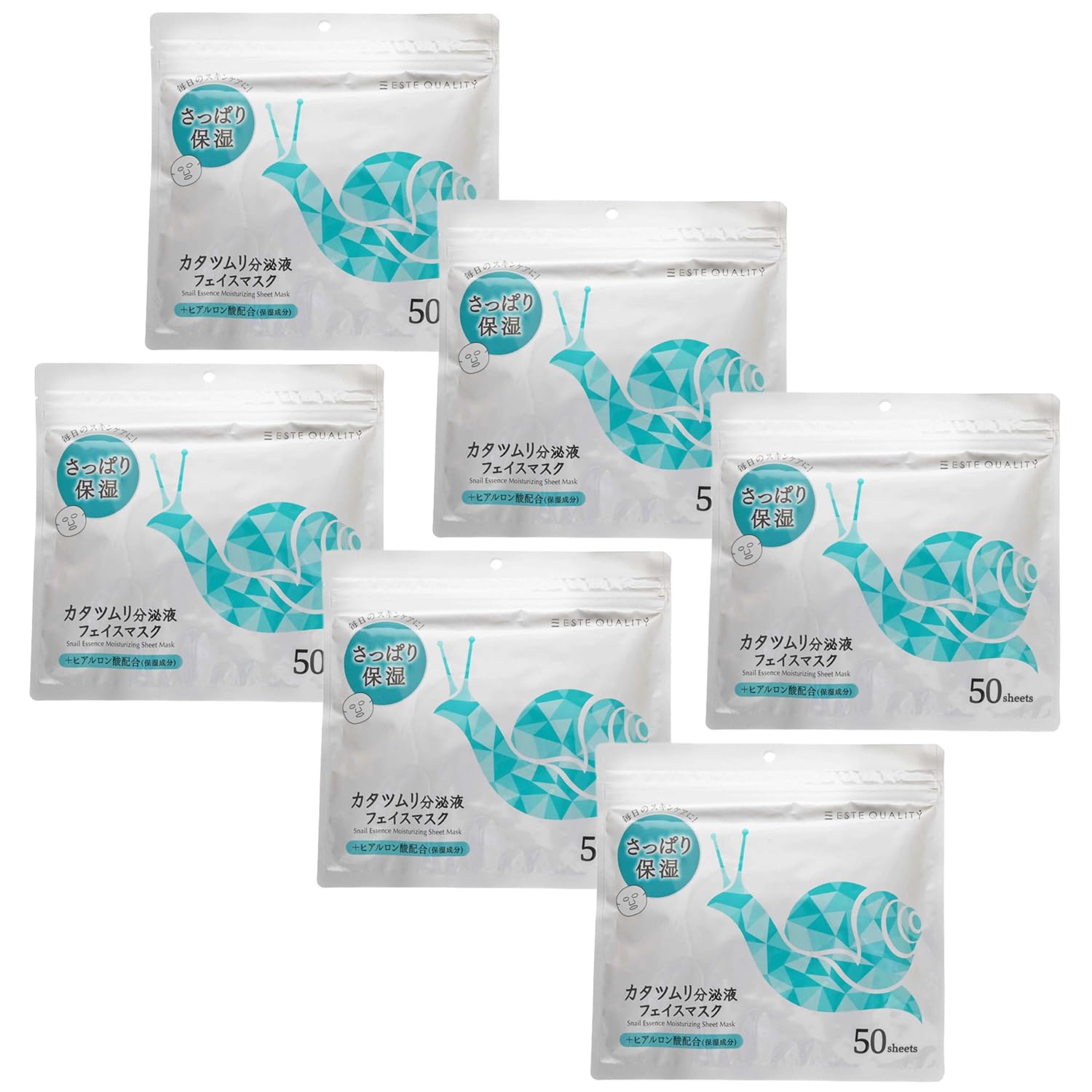 

Newly Renewed [ESTE QUALITY] Snail Secretion Face Mask, 50 sheets per pack, 6 packs set