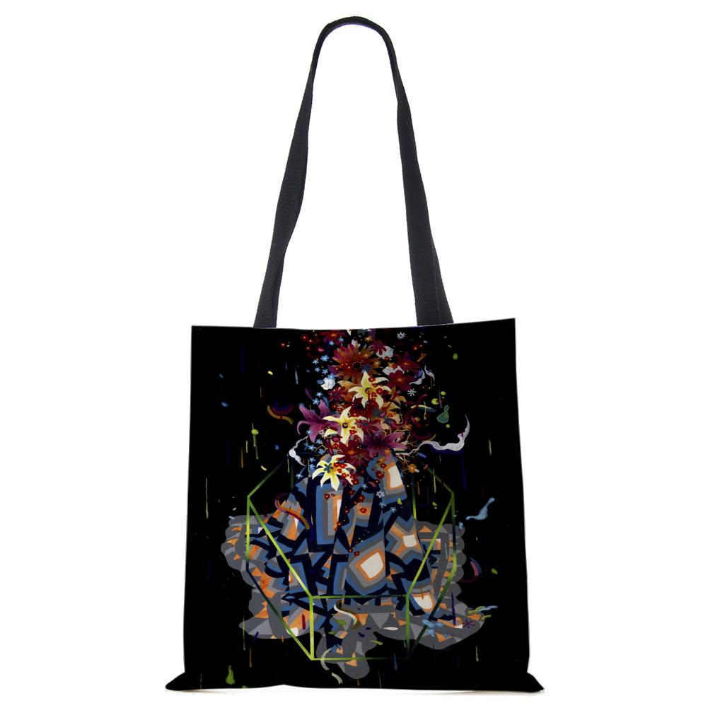 Painted Abstract Print Casual Shoulder Bag Women Shopping Reusable Tote Bag 2022 Harajuku Canvas Travel School Beach Handbag