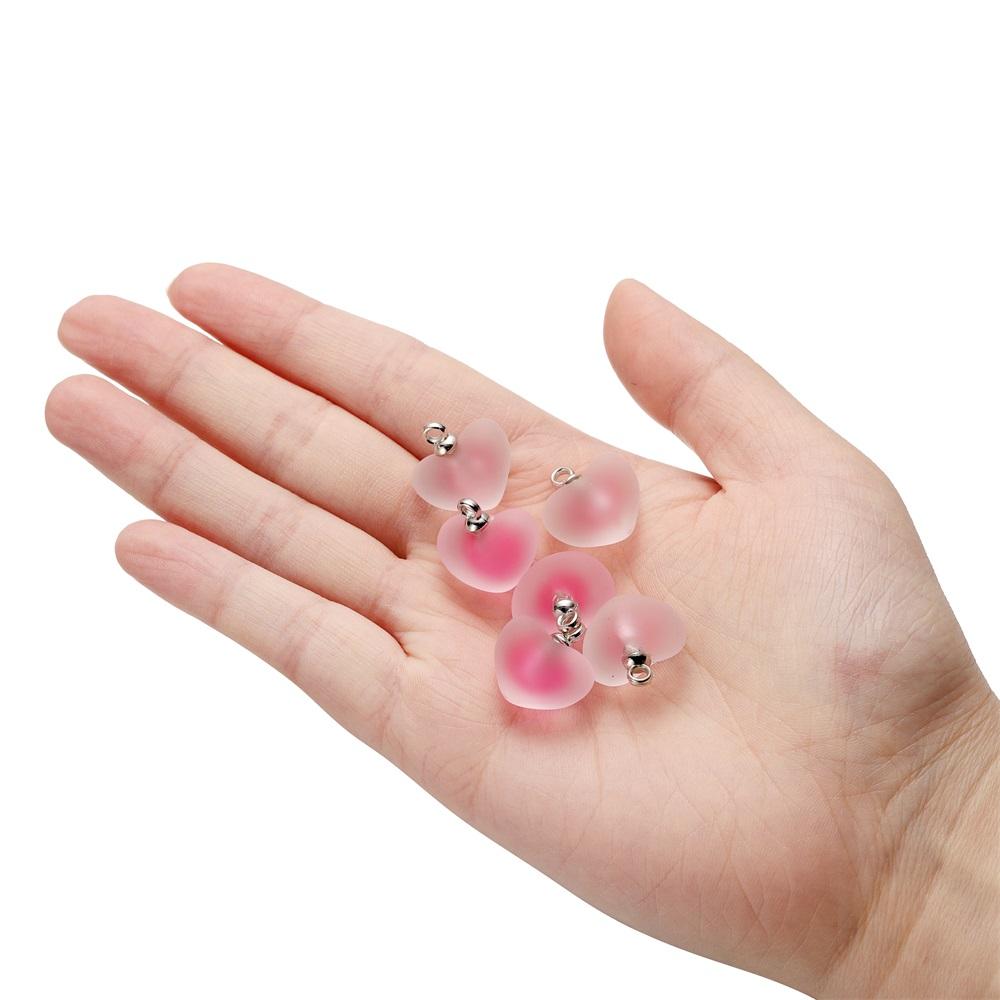 10pcs/lot Resin Frosted Multicolor Heart Charms For Handmade Bracelet Earrings Necklace Pendant DIY Jewelry Making Supplies