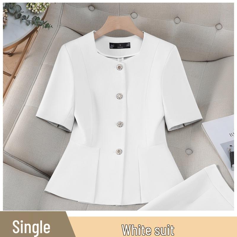 

Short-Sleeved Summer Suit Jacket and Skirt Two-Piece Set for Women S