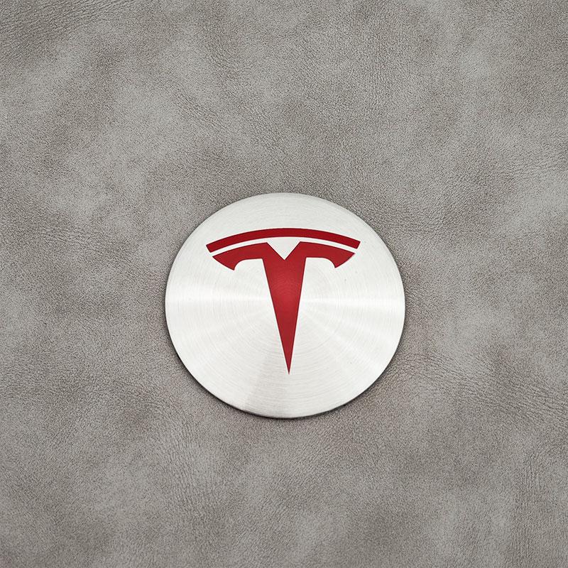 ANC1 4Pcs/set 56mm Silver Red Tesla Cap Hub Center Cap Sticker Logo for Tesla Model 3 Y S X Personalized Car Sticker Car Accessories