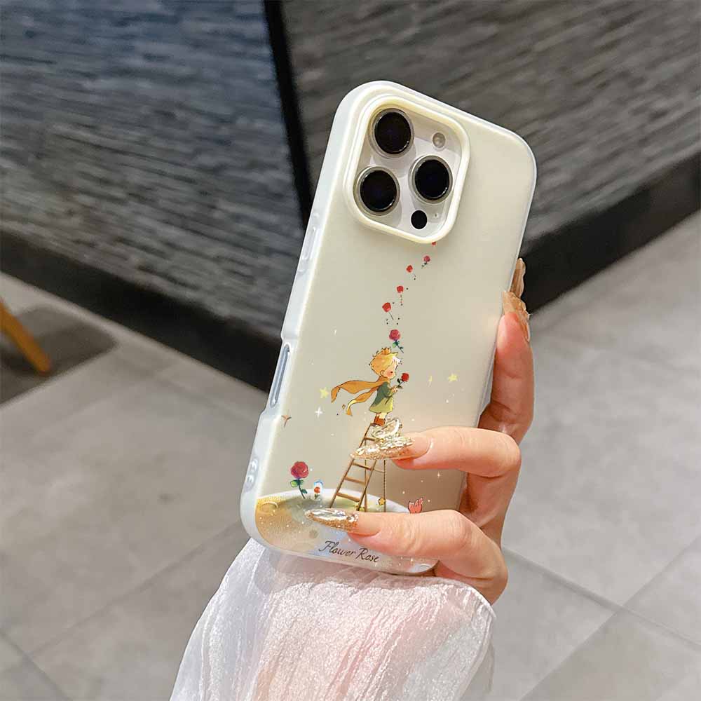 Carina Custodia per Telefono La Piccola Stella del Principe Moda Pianeta Per iPhone 17 AIR 16 15 14 13 12 11 Pro Max Plus Copertura Guscio con Sensazione Pelle Opaca