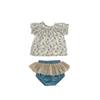Charmantes 2024 Sommer Baby Mädchen Blumenmuster Kurzarm Bluse Und Rüschenshorts Outfit Set Für 1 Bis 3 Jahre