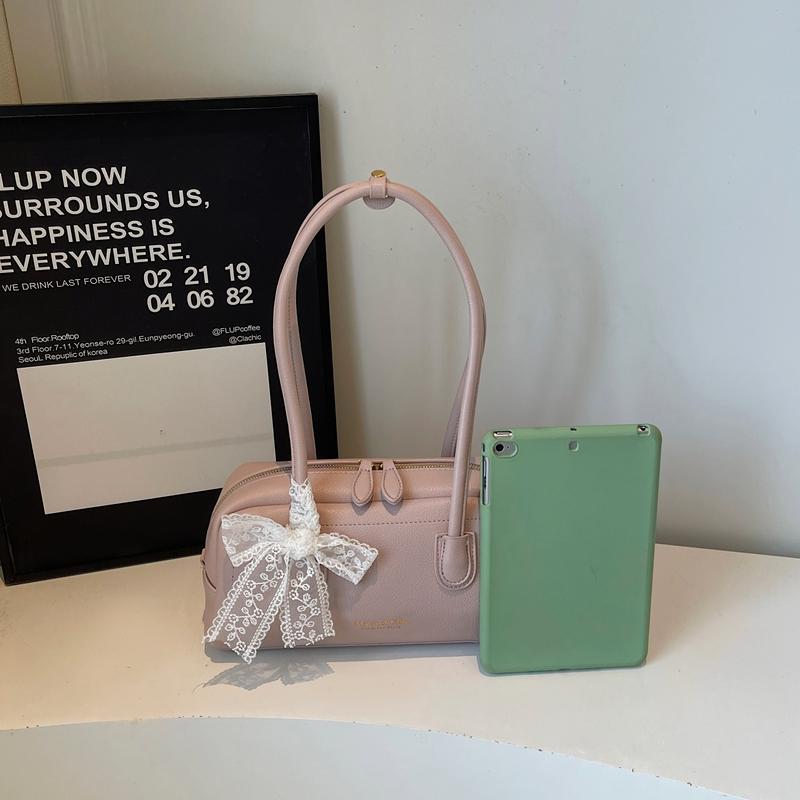 Fashionable Ladies Baguette Shoulder Bag with Bowtie Underarm Commuter Bag for Women Stylish Single Strap Handbag