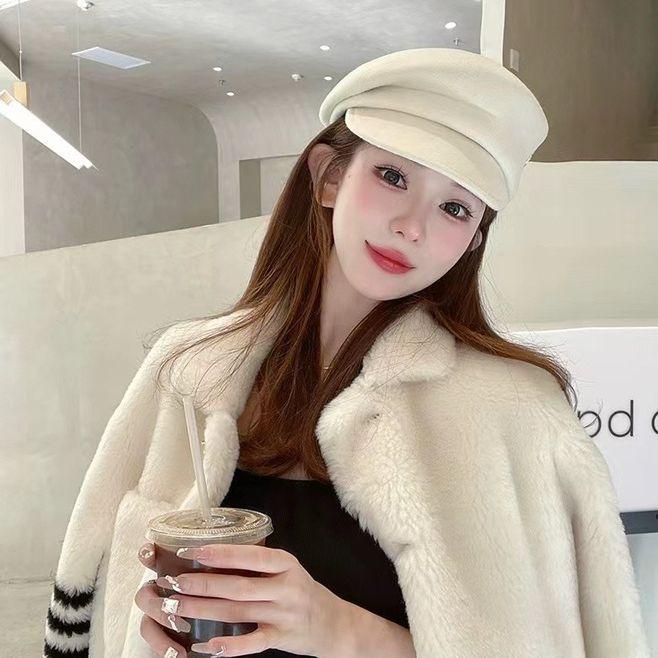 2025 Wool Newsboy Beret Hat for Women, Autumn Winter Felt Cap with Earflaps, Trendy British Korean Style Baker Boy Trooper Hat