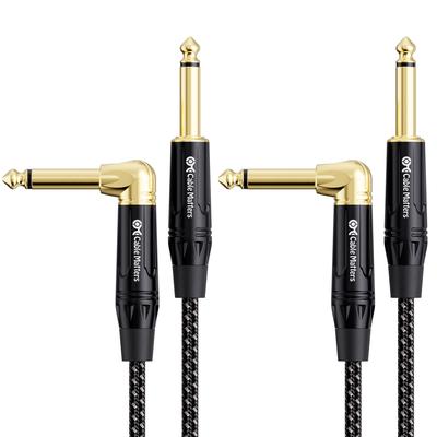 Cable Matters Guitar Cable Guitar Shield Set of 2 Monaural Plug Musical Instrument Cable TS Straight To L Type Plug 0.9m 6.35mm