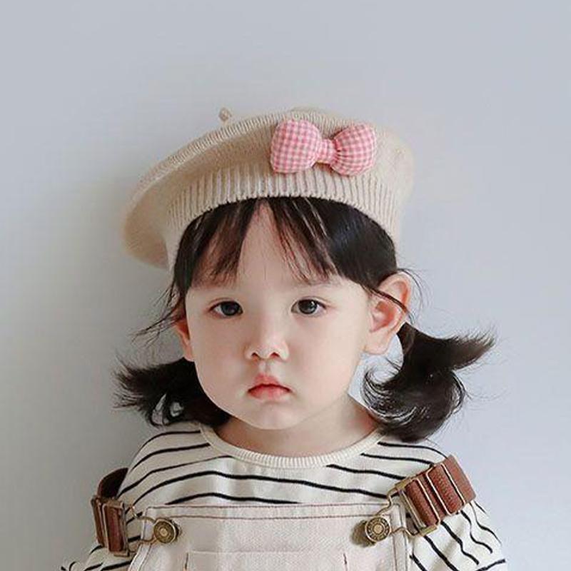 Children'S Beret Baby Hat Cute And Super Cute Autumn And Winter Girl'S Stylish Korean Style Princess Knitted Wool Painter'S Hat