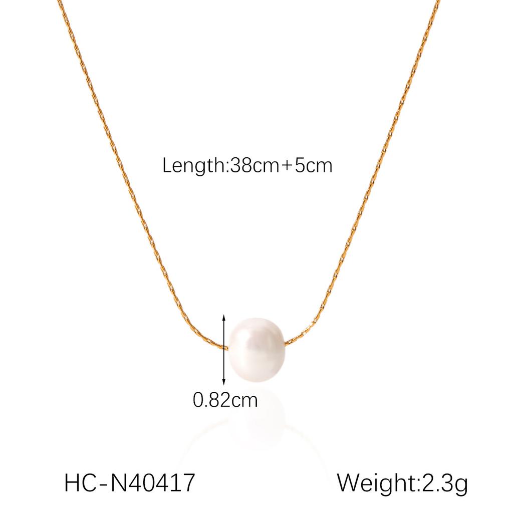 French Vintage Freshwater Pearl Necklace Beaded Choker Light Luxury Titanium Steel Necklace Non Fading