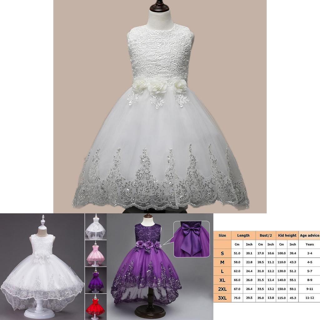 Splendido Vestito da Principessa con Fiocco per Damigella d'Onore per Bambini Perfetto per Feste e Matrimoni