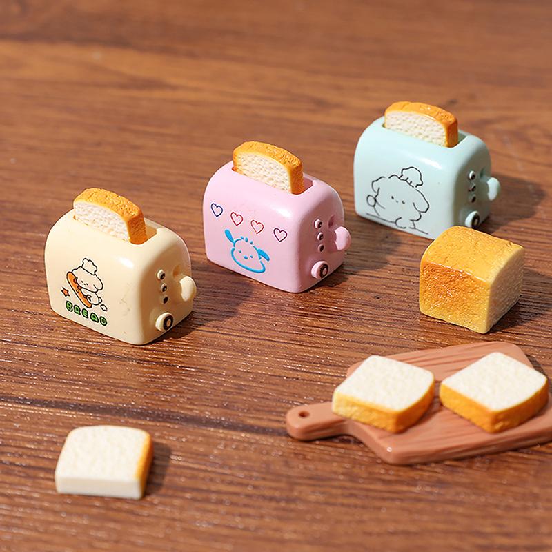 1/2Pcs Doll House Mini Simulated Toast Bread Maker Food Play Decoration Diy Model Miniatures Scene Props Resin Accessories