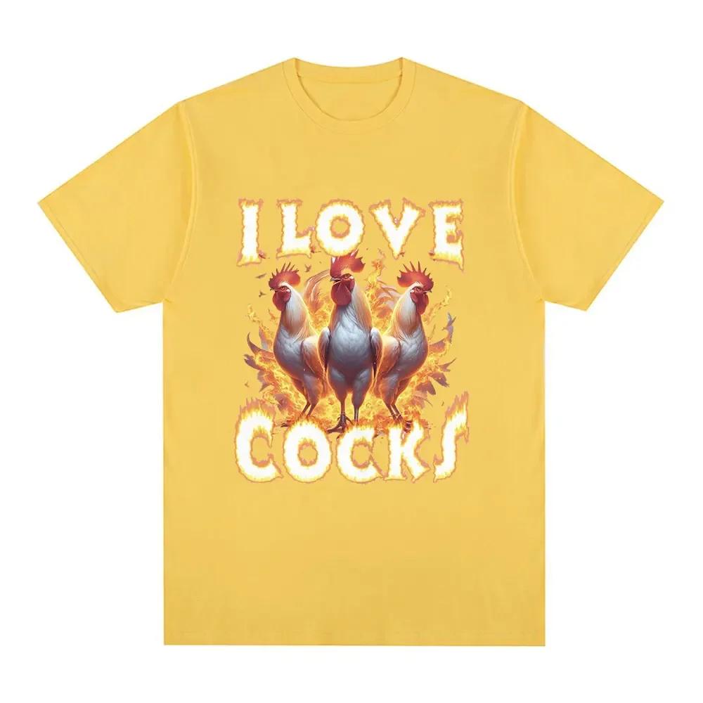 

Streetwear Casual I Love Cocks Funny Roosters Meme T-shirt Chicken Enthusiast Short Sleeve men Women s Extra Large Clothing tees 4XL