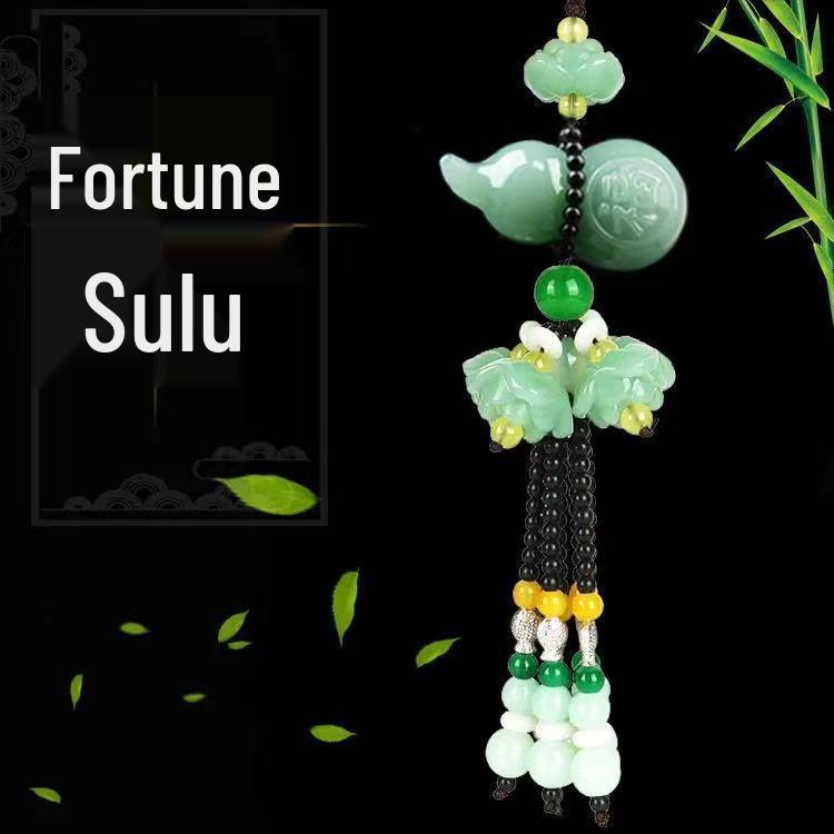 Green Jade Car Pendant: Pi Xiu and Lotus Ornament for Interior Peace