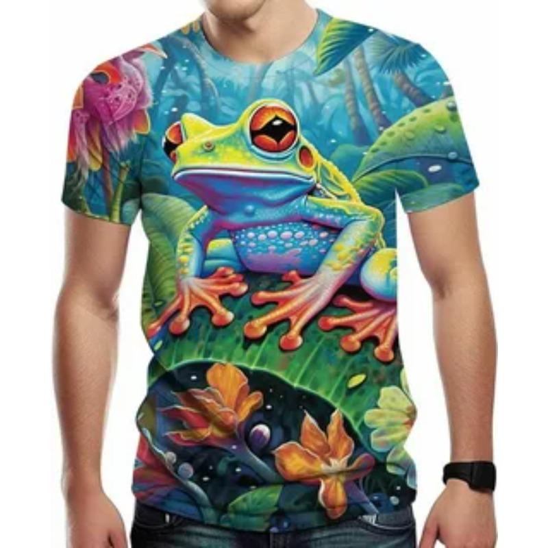 Men 3D Cartoon Frog T-shirt Summer Round Neck Short Sleeve 3D Printed Casual Personalized Plus Siz T-shirts