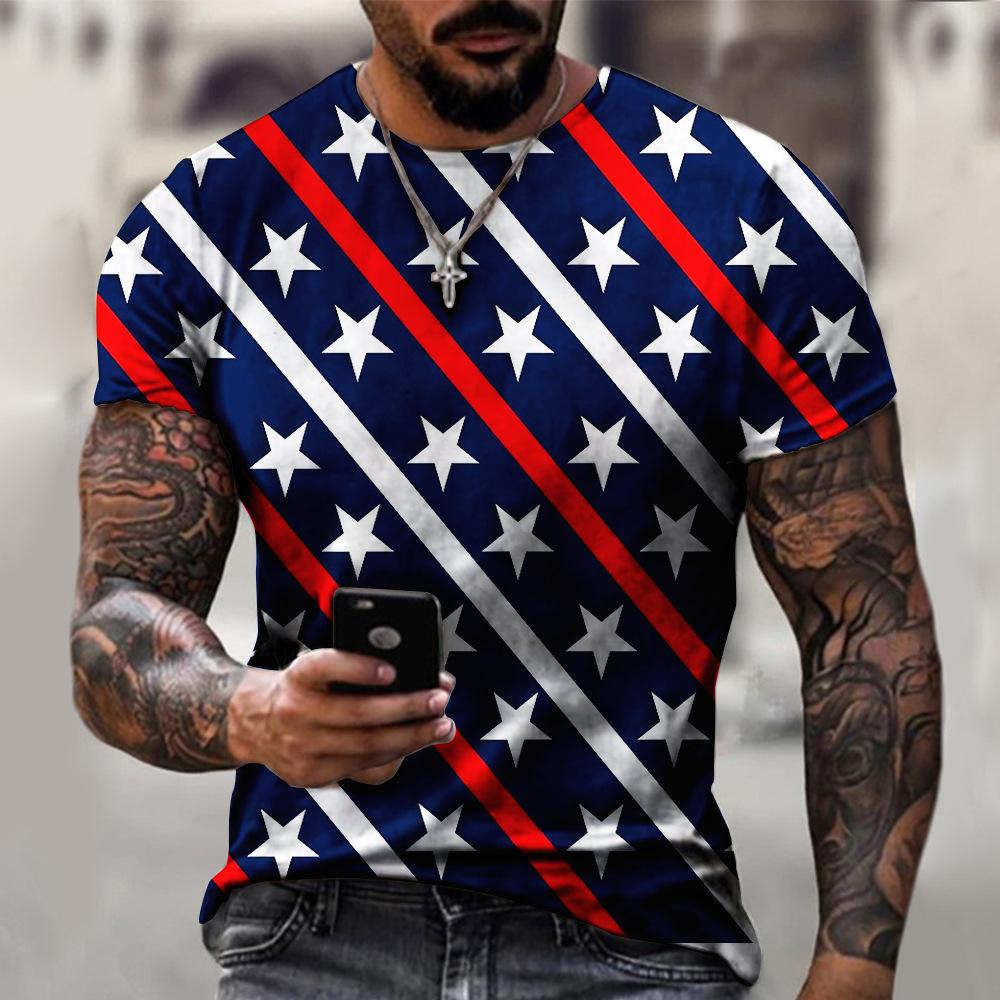 Men's Casual Printed Short Sleeve Loose Comfort Top T-Shirts Men’s