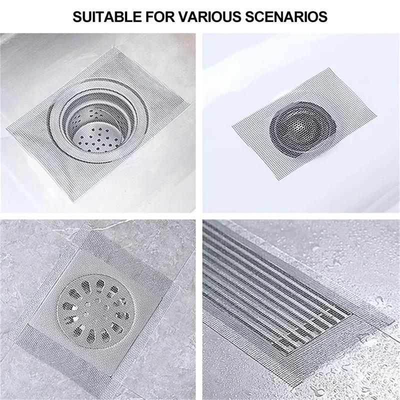 Filtro per capelli tagliabile per scarico doccia autoadesivo adesivi per scarico a pavimento rete usa e getta bagno cucina lavandino
