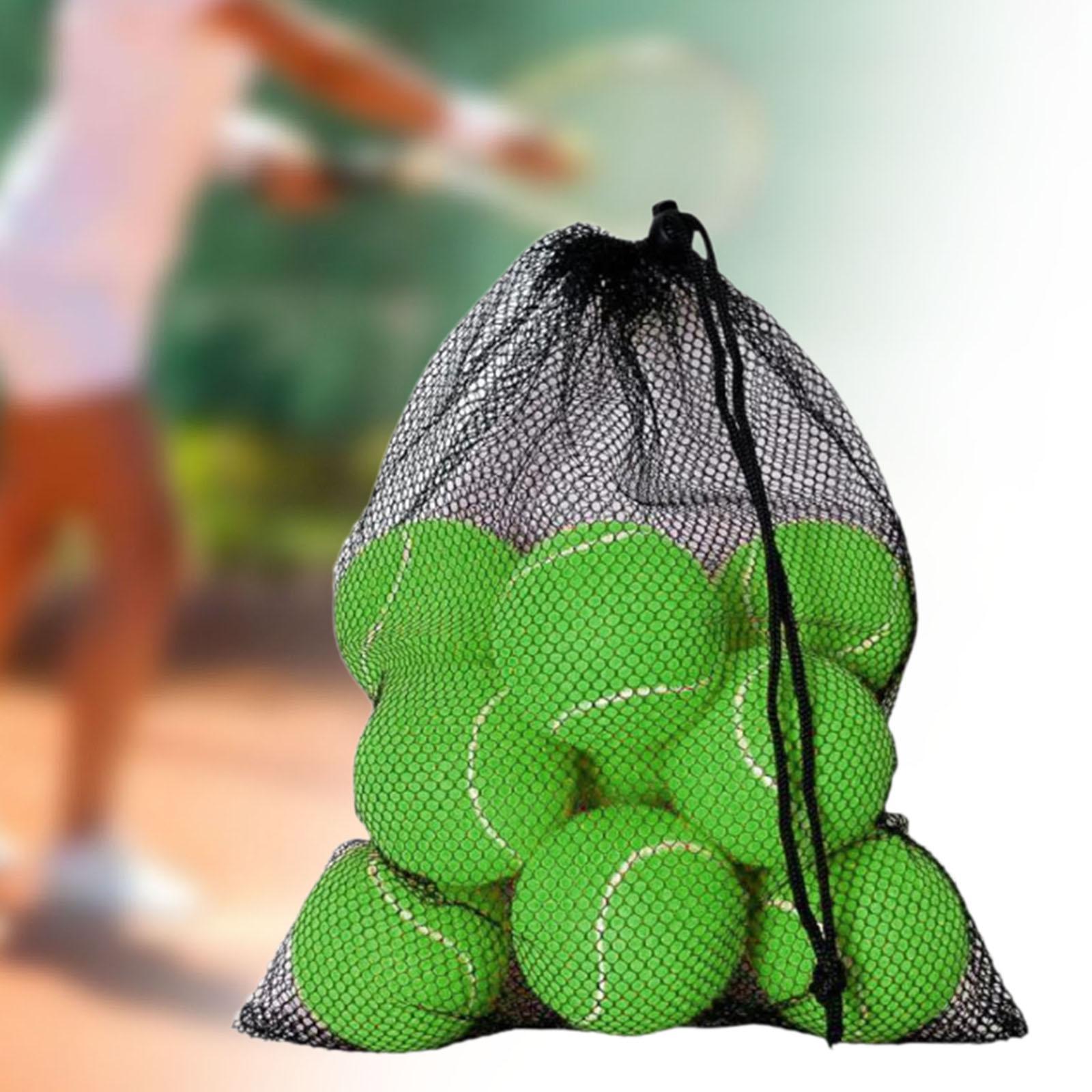 12x Tennis Balls 2.52 Dia with Drawstring Storage Bag Training Balls for Outdoor Activities Beginners Playing with Dogs Sports зелёный