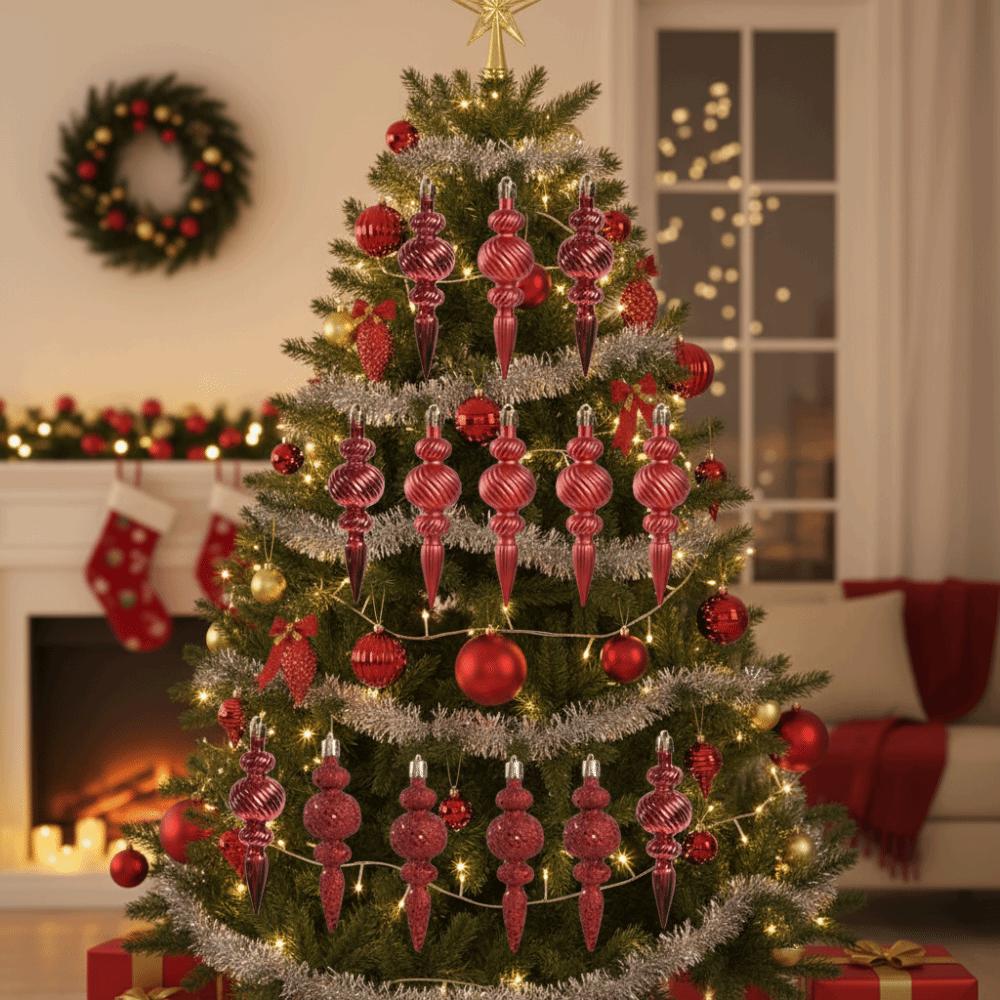 16Pcs 16Pcs/Box Christmas Hanging Balls with Hanging Rope Special Shaped Xmas Tree Party Decorations Shiny Multi-functional