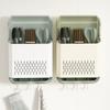 Wall Mounted Kitchen Cutlery Holder Dust-proof Draining Racks  Spoon Storage