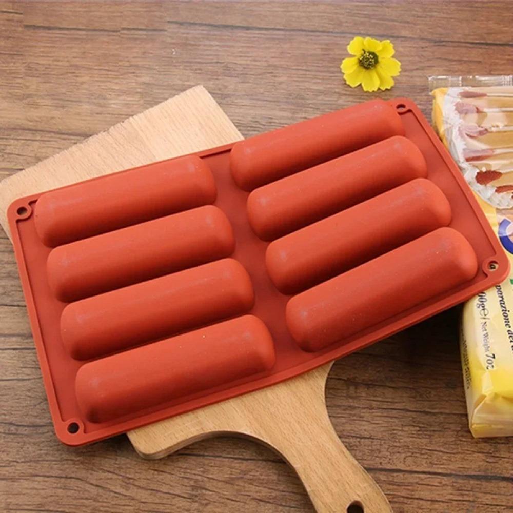 8-Cavity Silicone Cake Mold, 3D Long Strip Silicone Molds, Mousse Cake, Chocolate Mold for French Dessert