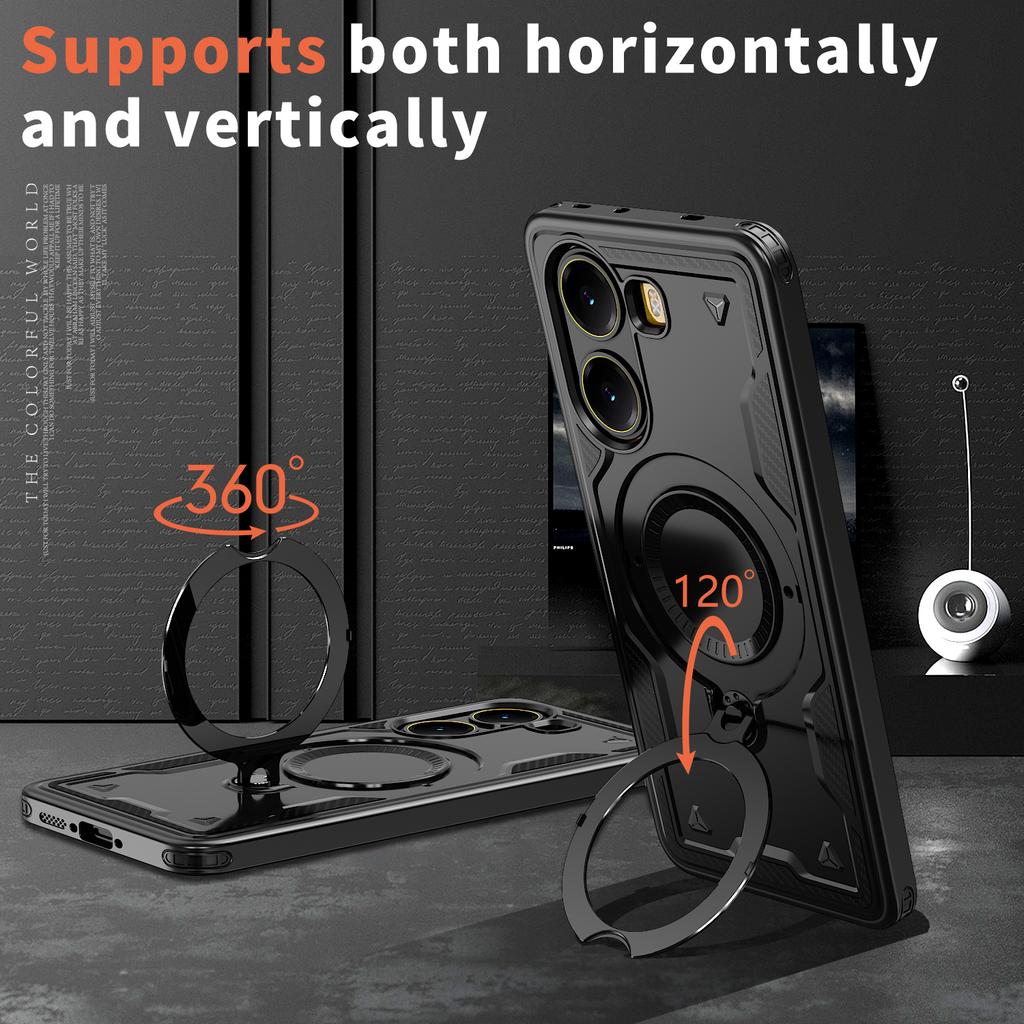 Shockproof Bumper For POCO X7 Pro Magnetic Ring Rotating Folding Bracket Phone Case For POCO F7 Ultra X6 M6 Pro Dual Layer Cover