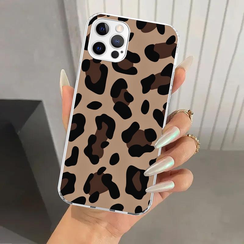 Leopard Print Phone Case for Iphone 17 Air 16 15 Plus 14 13 Mini 12 11 Pro Max 16E 7 8 SE 2020 Soft Funda Print Shell 16 15 14 1