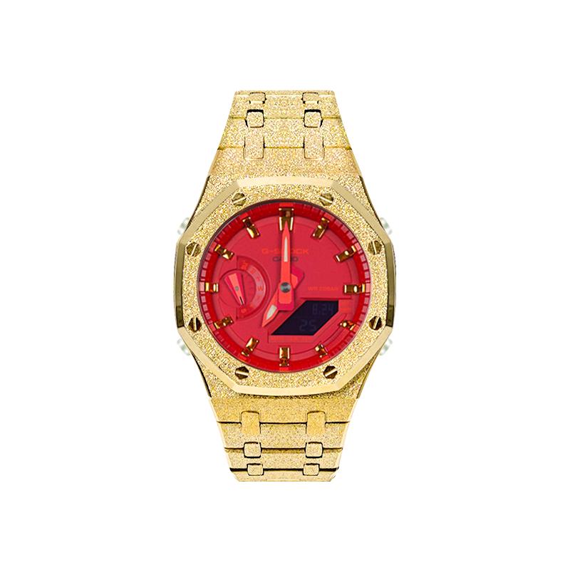 Casio Orologio personalizzato serie modificata impermeabile luminoso Quarzo Cinturino in Acciaio stesso stile per uomo e donna rosso MeiJinShiDai(QuanShuangJin-JinKeDu)