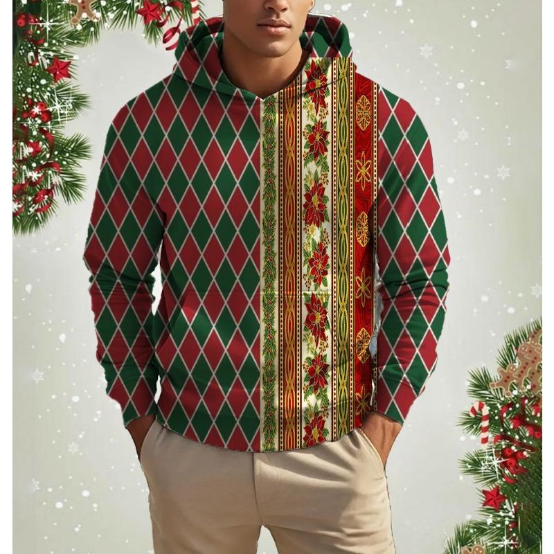 Men's 3D Print Christmas Graphic Hoodie Cute Santa Claus Pattern Loose Casual Comfortable Clothes Harajuku Style Kids Pullover