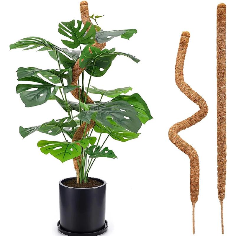 Bendable Moss Pole for Climbing Plants–Natural Fiber and Aluminum Stakes,Suitable for Indoor Potted Plants,Dracaena,and Outdoor