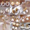 Minimalist Pearl Stud Earrings Women 2026 Fashion Geometric Design Stainless Steel Hypoallergenic