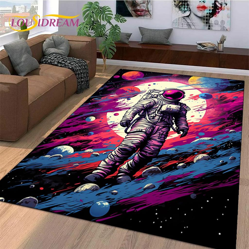 Astronaut Dream Universe Spaceman Weltraum Cartoon Teppich Teppich für Schlafzimmer Wohnzimmer Sofa Dekoration, Große Dekor Bodenmatte