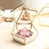 Silver Pentagonal Geometric Glass Greenhouse Planting Pot for Preserved Flowers
