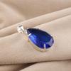 Blue Sapphire Gemstone Silver Unique Pendant 1.6" 925 Sterling Silver Handmade Jewelry For Thanksgiving PP-67-10