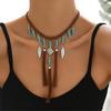 Elegant Modifiable Marine Sphere Necklace With Thin Faux Leather Cord For Stratified Jewelry Appearance