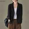 ZANZEA Women Casual Turn Down Collar Long Sleeve Thin Cardigan Tops