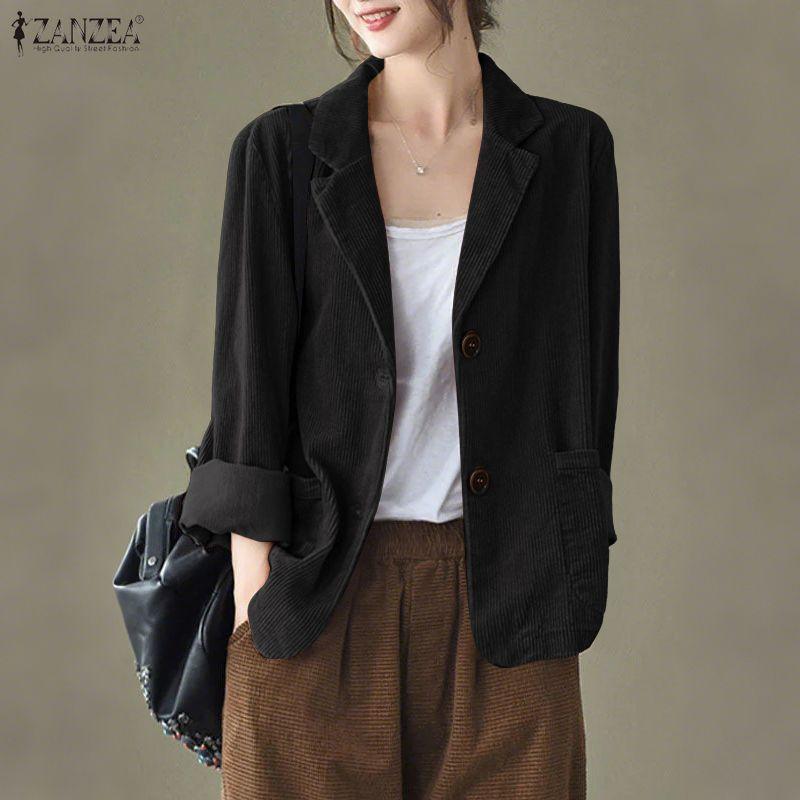 ZANZEA Women Casual Turn Down Collar Long Sleeve Thin Cardigan Tops