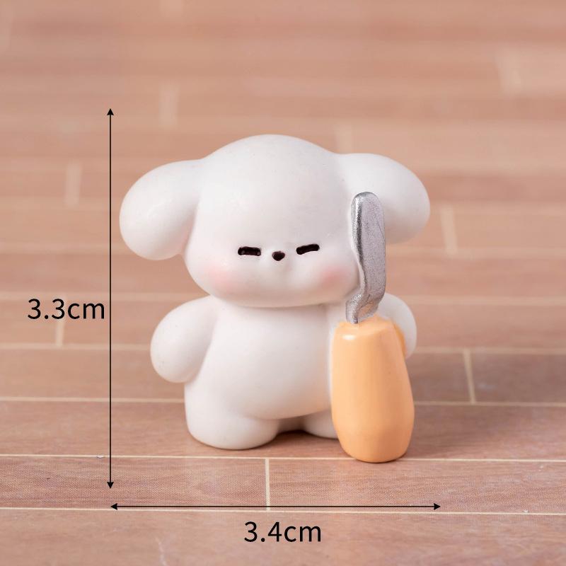 Mini Malerei Kleine Weiße Hund Figur Cartoon Welpe Ornament Mikro Landschaft Auto Innenraum Heim Desktop Dekoration