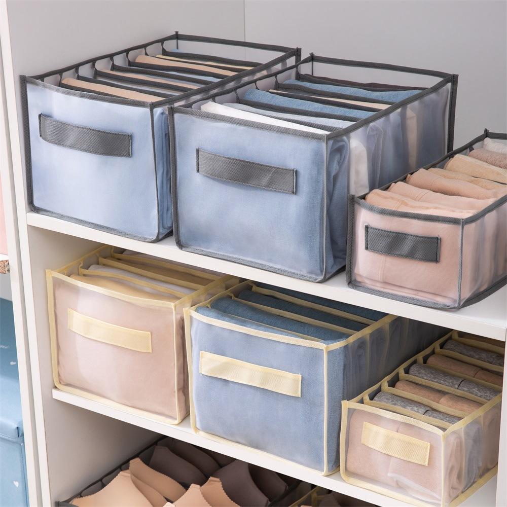 Five Sets Mesh Storage Compartment Pants Underwear Storage Organizer Closet Drawer Layers Organizer Handheld Socks Compartment Bag