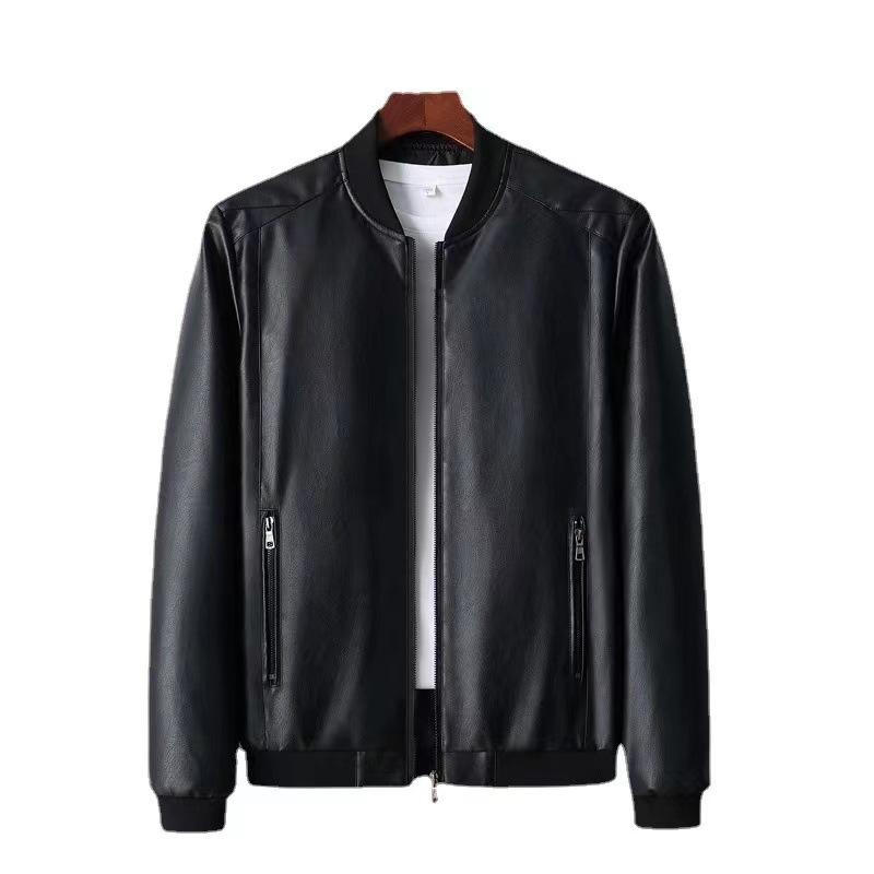 

Кожаная куртка мужская весенне-осенняя тонкая модная куртка свободного покроя большого размера среднего и молодежного размера с бейсбольным воротником кожаная куртка для мужчин XL