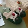 Winter Christmas Elk Plush Shoes Home Fashion Couple Non slip Warm Baotou Cotton Slippers